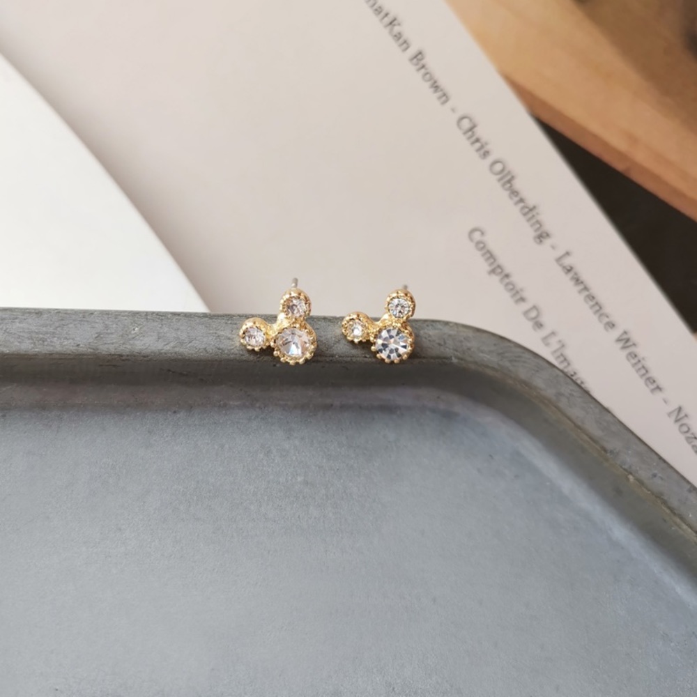 💙Mickey Mouse Style Rhinestone Stud Earrings - Picture 3 of 11